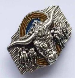 3D Bull Head Gun Dawing Color Belt Buckle SWBY856 suitable for 4cm wideth belt with continous stock7147871