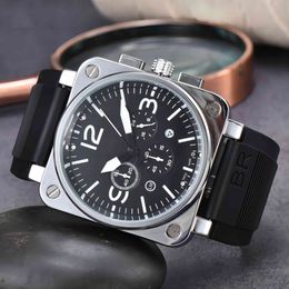Novo relógio de luxo masculino de quartzo quadrado seis agulhas cronógrafo multifuncional com calendário pulseira de silicone de alta qualidade