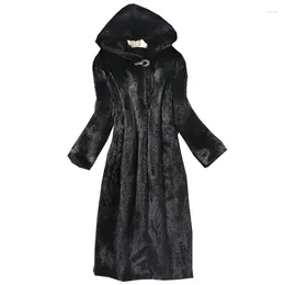 Women's Fur Coat Winter Mink Hooded Long Style To Keep Warm