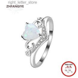 Solitaire Ring New Rings 925 Silver Jewelry Heart Shape Created Opal Zircon Gemstone Finger Ring Accessories for Women Wedding Promise Party YQ231207