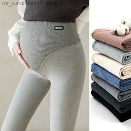 Maternity Bottoms Warm Autumn Winter Maternity Leggings Pants For Pregnant Women Soft Slim Maternity Clothes Solid Thickening Pregnancy Trousers Q231207