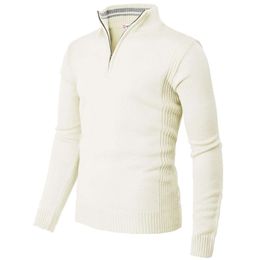 Polo Sweater Mens Casual Slim Fit Pullover Sweaters Long Sleeve Knitted Fabric Zip Up Mock Neck 307