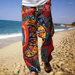 Men's Pants Floral Print Baggy Mens Spring Summer Casual Loose Plus Size 5XL Fashion Drawstring Hawaiian Beach Trousers Wide Leg