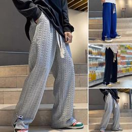 Men's Pants Loose Sweatpants Wide Leg Sports With Deep Crotch Drawstring Waist Soft Twisted Texture For Warmth