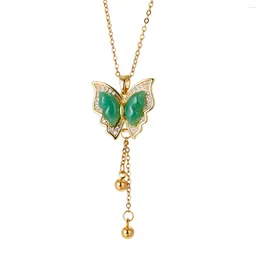 Pendant Necklaces Fashionable And Exquisite Butterfly Gemstone Necklace Luxurious Simple Collarbone Birthday Party Jewellery Gifts