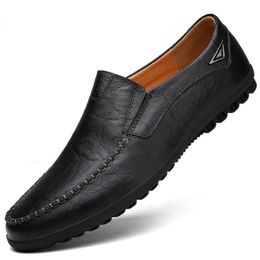 Dress Shoes Genuine Leather Men Casual Luxury Brand Italian Mens Loafers Moccasins Breathable Slip on Boat Plus Size 3747 231206