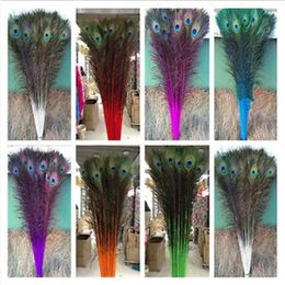 Craft Tools 10Pcs lot Natural Real Dyed Yellow Peacock Feathers 80 90CM 32 36inch Feather for Crafts Wedding Decoration Plumes 231206