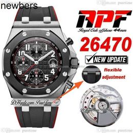 Men Audemar Pigue Watch Apf Factory 42mm Dark Knight 2647 A3126 Chronograph Mens Black Ceramic Bezel Textured Dial Red Rubber Super Edition Puretime Strap Exclus