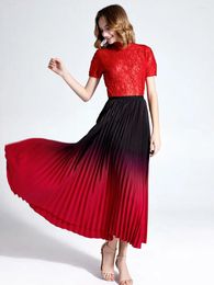 Skirts Summer Gradient Color Half Skirt Long High Waist Slim Large Swing Umbrella Pleated And For Women