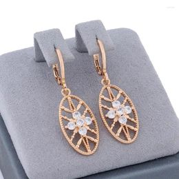 Dangle Earrings Trendy Gold Colour For Women Girl Fashion Geometric Natural Zircon Drop Earring High Quality Daily Jewellery
