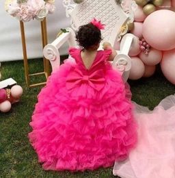 Girl Dresses Rose Pink Baby Birthday Princess Dress Lolita Children Flower For Wedding First Communion Gown With Big Bow