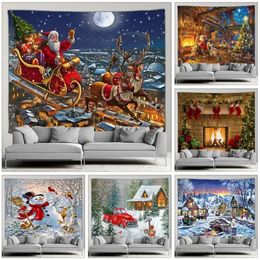 Tapestries Christmas Snowman Tapestry Year Tapestry Hanging Home Decor Background Cloth Tapestry Painting Home Decor Wall Decor 231207