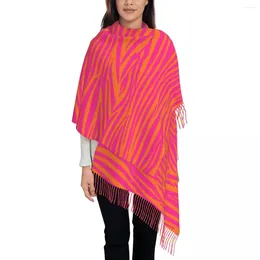 Scarves Pink And Orange Zebra Stripes Shawl Wraps Women Winter Warm Large Long Scarf Neckerchief Tassel