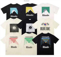 Rh Designers Mens Rhude Embroidery t Shirts for Summer Mens Tops Letter Polos Shirt Womens Tshirts Clothing Short Sleeved Large Plus Size 100% Cotton Tees KCYY