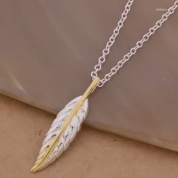 Pendant Necklaces AN306 Sterling Necklace Fashion Jewellery Feather /gnsapeza Aseajjla Silver Colour