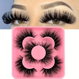 5 pairs Fluffy and Thick D Curling Faux Mink False Eyelashes Extension - Enhance Your Eye Look