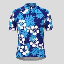 Racing Jackets Classic Hawaii Floral Cycling Jersey Short Sleeve Summer Bike Shirt Bicycle Wear Mountain Road Clothes Breathable MTB