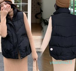 Women's lemon Yoga Short Thin Down Jacket PufferCropped Puffer Vest Hooded Zip Up Winter Sleeveless Jacket lightweight Outwear Padded Gilet with Pockets