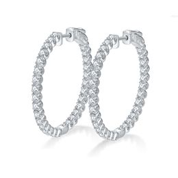 925 Diamond Hoop High Quality Jewellery Earring Female 1.56ct 30mm Moissanite Inside Out of Earrings