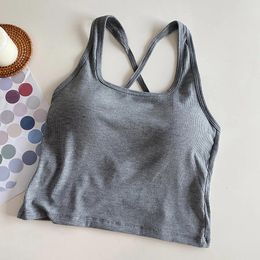 Camisoles & Tanks Women Casual Spring And Summer Solid Colour Multi Beauty Back Vest Ribbed Sports Breathable Inner Tank Tops