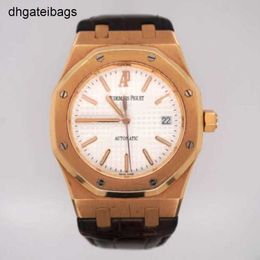 Audemar Pigue Watch Ap Abbey Royal Oak 18k Rose Gold #034; Jumbo 39mm White Dial Watch 15300or Frj