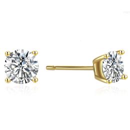 Luxury Jewellery 925 Sterling Silver 18k Gold Plated Round Cut 4mm Moissanite Stud Earring for Women Men