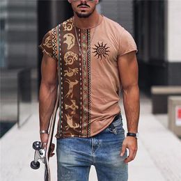 Men's T Shirts Summer Vintage T-Shirt Mysterious Pattern 3d Print Funny Shirt Men Clothing Short Sleeve Oversized Streetwear Camisa