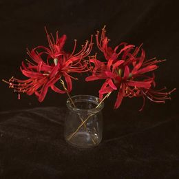 Headwear Hair Accessories Handmade Red Spider Lily Flower Hairpin Retro Stick Headdress Antique Hanfu For Women 231207