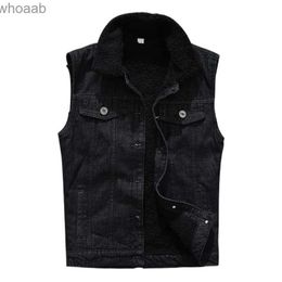 Men's Jackets Autumn Winter Men's Fashion Casual Black Hooded Sleeveless Vest Denim Jacket Street Punk Style Denim Vest Multiple Size Options YQ231207