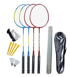 Portable Badminton Set 4 Rackets With Net Pole Easy To Assemble For Backyard Beach Game212o8626414