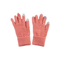 Knitted gloves for women's winter warmth, plush and thick woolen touch screen gloves