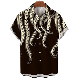 Men's Casual Shirts Animal Print Men's Shirt Luxury Octopus Tentacle Pattern Fashion Casual Shirt For Men Oversized Top Mens Designer Clothes Camisa 231207