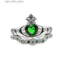 Solitaire Ring 925 sterling silver factory wholesale wedding engagement heart irish claddagh promise ring set YQ231207