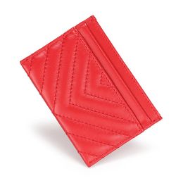 2022 new fashion credit card holders wallet coins Purse caviar womens and mens mini Purse genuine leather lambskin V texture red c220D