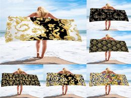 Quick Dry Beach Towels European Baroque Golden Pattern Microfiber Bath Towels Swim Towels Sand Travel Poncho Toallas Playa 226427164