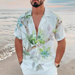 Men's Casual Shirts Hawaiian Shirt Short Sleeve Summer Beach Vacation Style Fashion Floral Leaf Print Vintage Tops Clothing