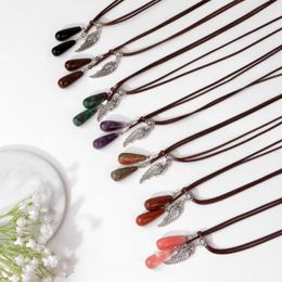 Pendant Necklaces Natural Stone Water Drop Pendants Reiki Healing Amethysts Spinels Charm Choker For Women Party Jewellery Gifts