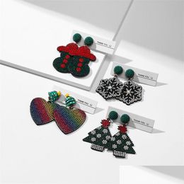 Dangle & Chandelier Fashion Trend Christmas Earrings Dangle Drop Female Creative Santa Claus Xmas Tree Cz Zircon For Drop Delivery Jew Dh2Pd