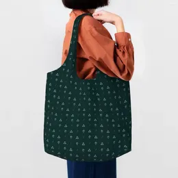 Shopping Bags Reusable Dark Green Zeldas Symbol Pattern Bag Women Shoulder Canvas Tote Washable Play Game Grocery Shopper