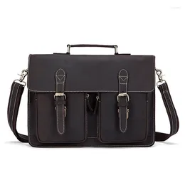 Briefcases Crazy Horse Bag Men's Genuine Leather Briefcase Male Totes Messenger Bags Business Laptop For Men