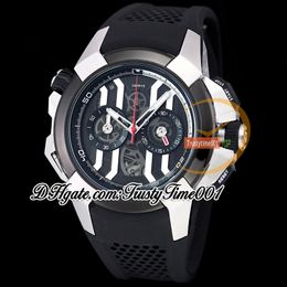 BZF EPIC X CHRONO EC400.20.AA.AB Japan Quartz Chronograph Movement Mens Watch Black Skeleton Dial Steel Case Rubber Strap Stopwatch trustytime001Wristwatches