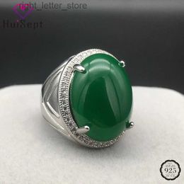 Solitaire Ring HuiSept Vintage 925 Silver Ring Jewelry for Women Men Oval Shaped Emerald Zircon Gemstone Rings Ornament Wedding Party Wholesale YQ231207