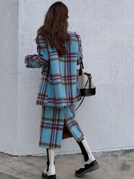 Two Piece Dress 2023 Autumn Vintage Korean Fashion Clothing 2 Set Women Outwear Casual French Overcoats Elegant Office Lady Middle Skirt 231207