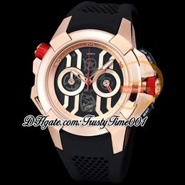 BZF EPIC X CHRONO EC430.43.AC.AA. ABRUA Japan VK Quartz Chronograph Movement Mens Watch Skeleton Dial Rose Gold Case Rubber Strap Stopwatch trustytime001Watches