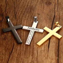 Charms Custom Fashion Cross Necklace for Women Men Stainless Steel Prayer Choker Personalized Engrave Name Date Jewelry 231204