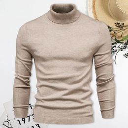 Men's Sweaters High Neck Men Sweater Solid Colour Pullover Knitted Casual Turtleneck Sweatwear Cosy Knit Top