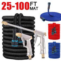 Garden Hoses 25-100FT Garden Water Hose With Water Gun Plastics Connector Telescopic Water Pipe Magic Water Pipes for Garden Car Washing 231206