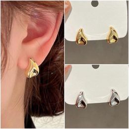 Stud Earrings Simple Metal Twist Heart For Women Retro Golden Silver Color Small Trendy Cute Romantic Mini Jewelry