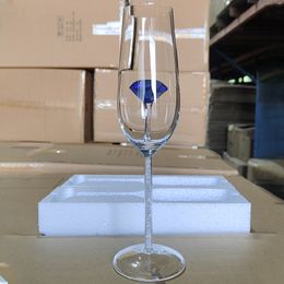 Creative stem champagne wine glass Customised goblet high-quality 3d diamond shape red wine glass