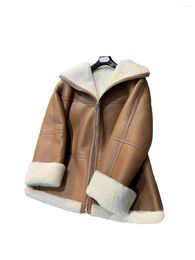 Women's Leather Fur One Coat Fashion Personality Temperament Comfortable Hundred With Warm 2024 Fall And Winter 1202